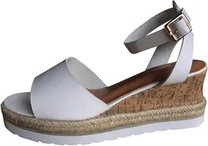 Ladmiple Summer Sandals for Women 2023 Comfy Platform Ankle Strap Slip On Wedge Sandal Open Toe Dressy High Heel Wedges