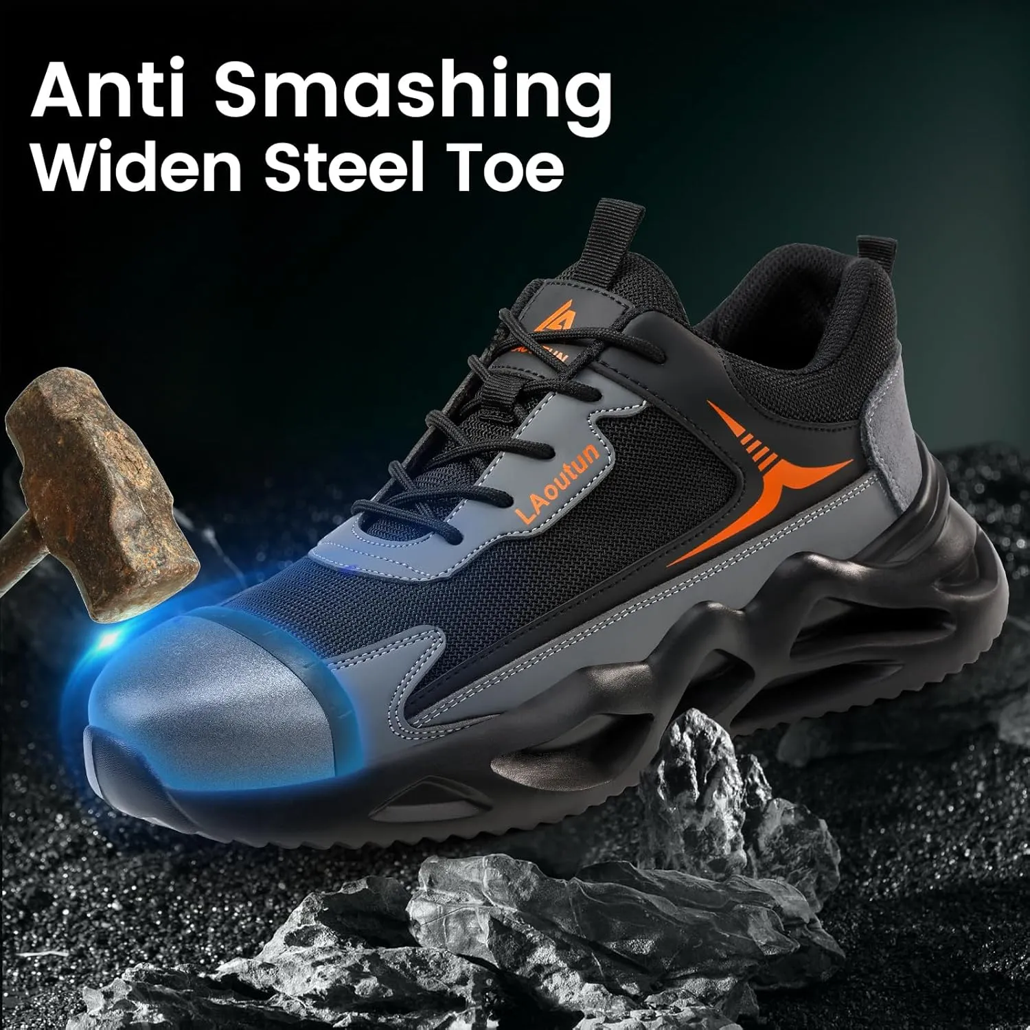 LAoutun Steel Toe Shoes for Men Women Safety Work Shoes Indestructible Steel Toe Sneakers Lightweight Work Shoes Toe Shoes