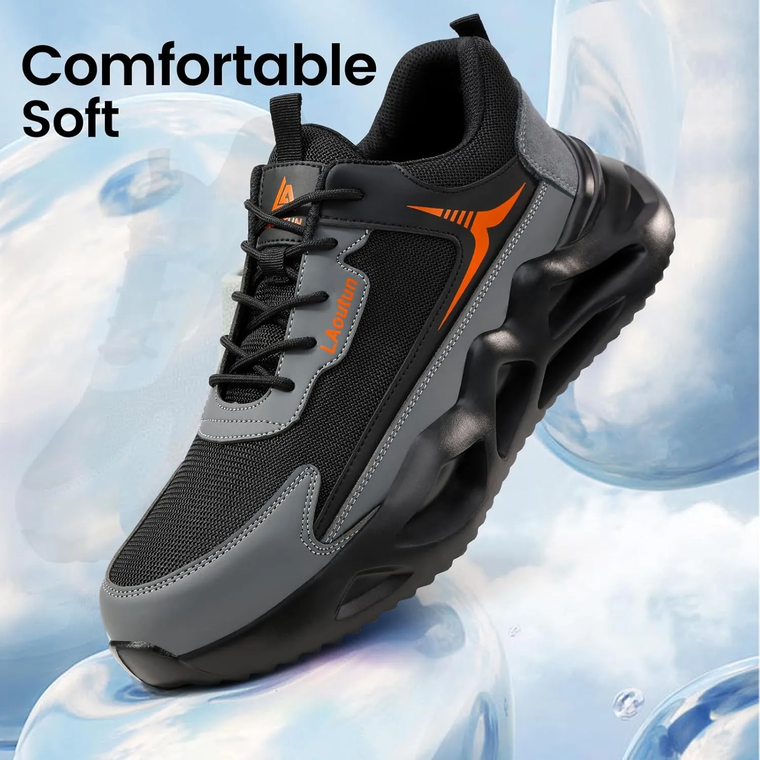 LAoutun Steel Toe Shoes for Men Women Safety Work Shoes Indestructible Steel Toe Sneakers Lightweight Work Shoes Toe Shoes