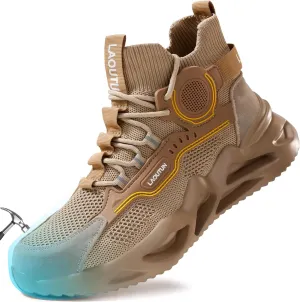 LAoutun Steel Toe Shoes for Men Women Work Shoes Safety Sneakers Shoes Comfortable Lightweight Puncture Proof Slip on Indestructible Work Shoes
