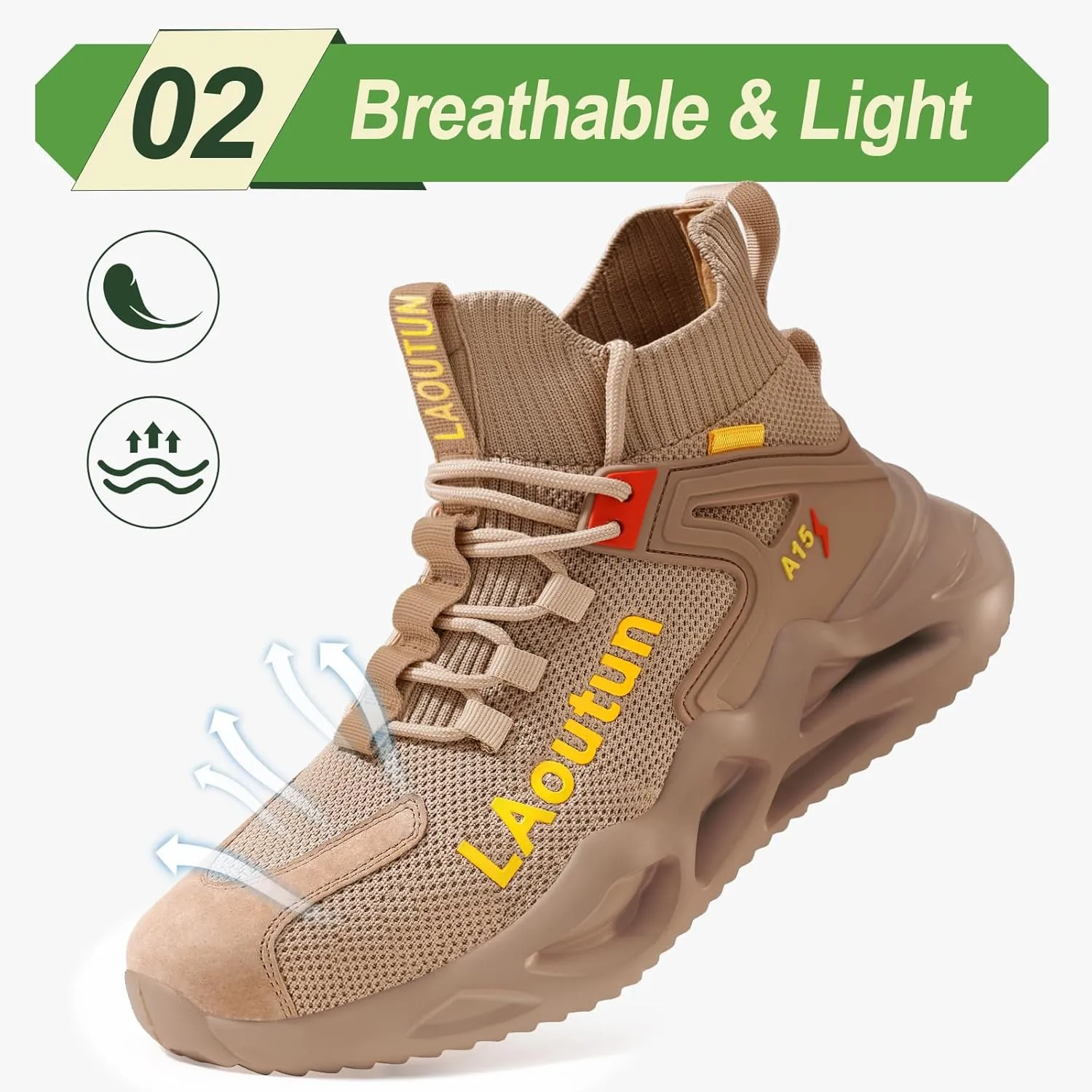 LAoutun Steel Toe Shoes for Men Women Work Shoes Safety Sneakers Shoes Comfortable Lightweight Puncture Proof Slip on Indestructible Work Shoes
