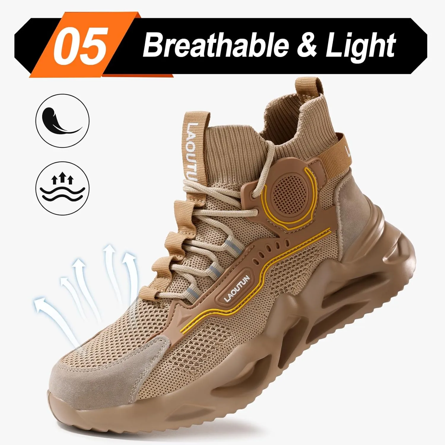 LAoutun Steel Toe Shoes for Men Women Work Shoes Safety Sneakers Shoes Comfortable Lightweight Puncture Proof Slip on Indestructible Work Shoes