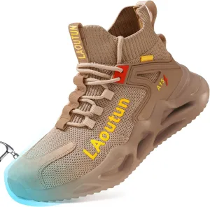 LAoutun Steel Toe Shoes for Men Women Work Shoes Safety Sneakers Shoes Comfortable Lightweight Puncture Proof Slip on Indestructible Work Shoes