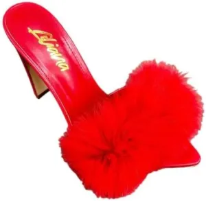 Liliana Saucy-1 Womens Open Peep Toe Faux Fur High Heel Sandal