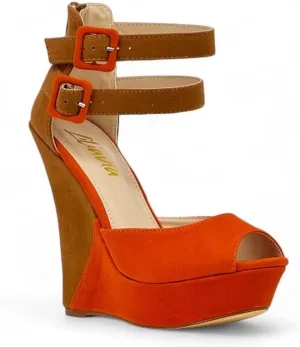 Liliana Women's Wedge High Heels Platform Sandals With Ankle Strap Wedge sandals