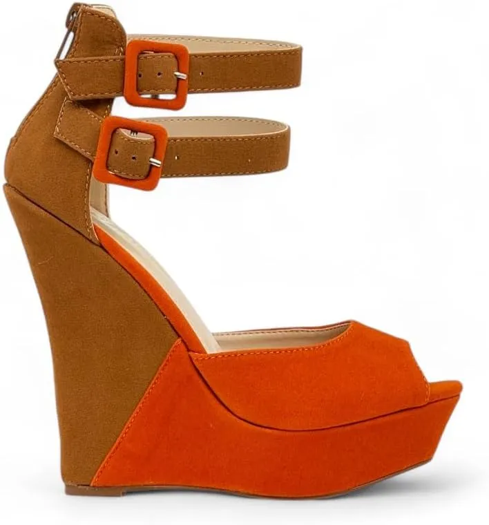 Liliana Women's Wedge High Heels Platform Sandals With Ankle Strap Wedge sandals