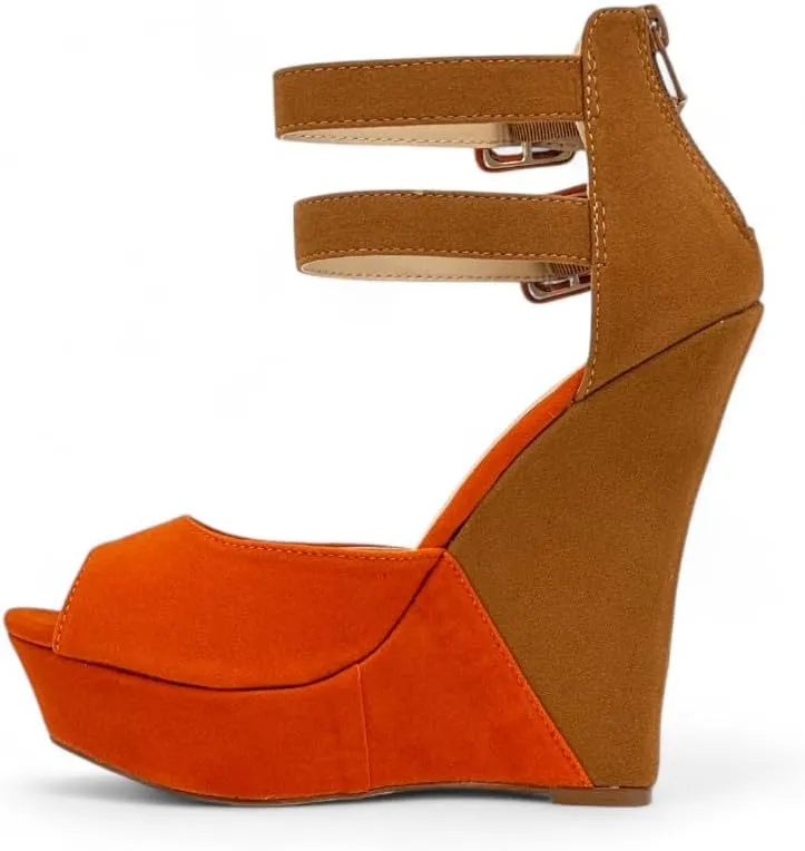Liliana Women's Wedge High Heels Platform Sandals With Ankle Strap Wedge sandals