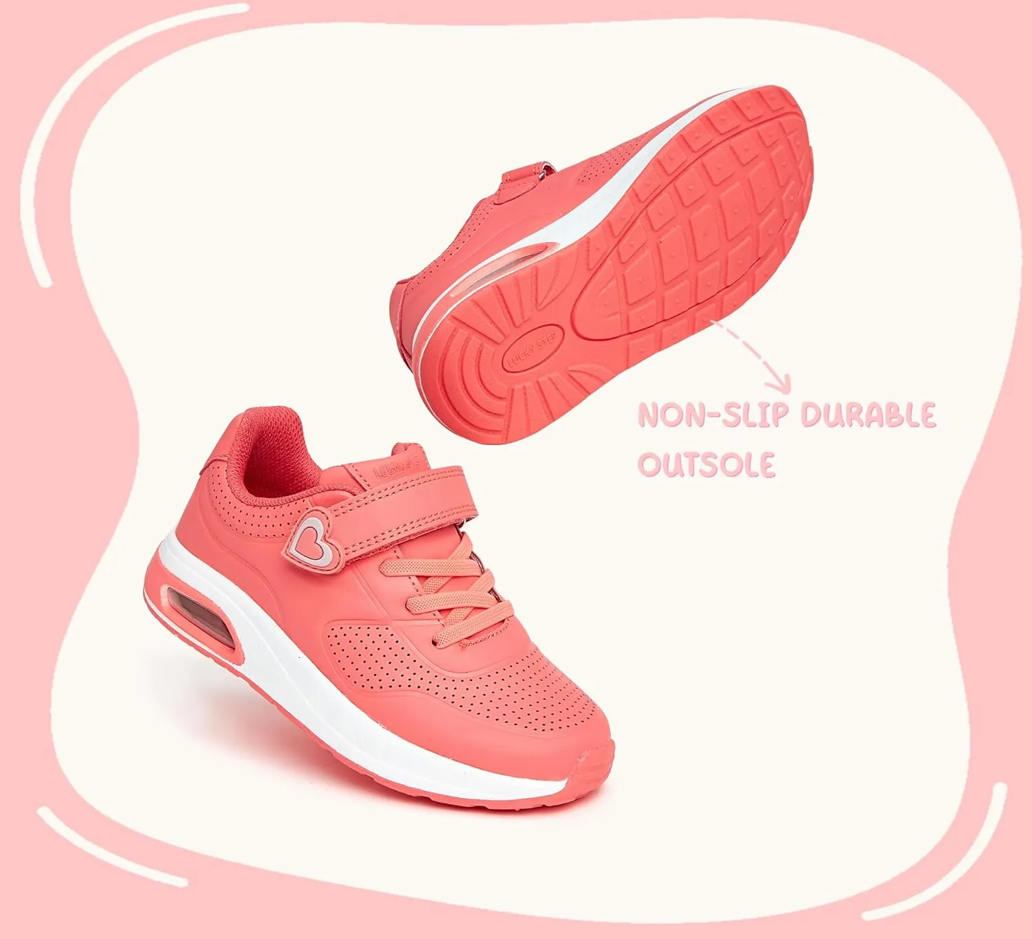 LUCKY STEP Boys Girls Athletic Running Shoes Air Lightweight Fashion Sneakers Casual Breathable Tennis Trainers for Little Kids