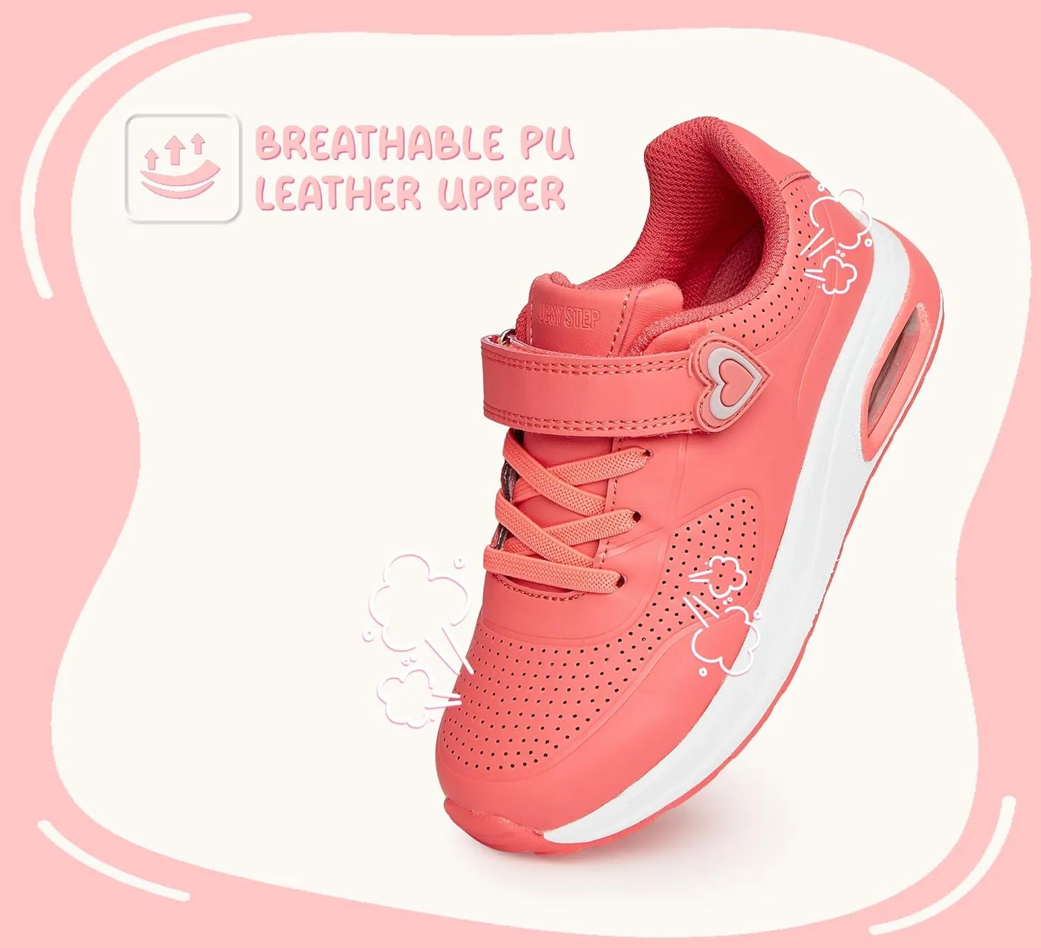 LUCKY STEP Boys Girls Athletic Running Shoes Air Lightweight Fashion Sneakers Casual Breathable Tennis Trainers for Little Kids