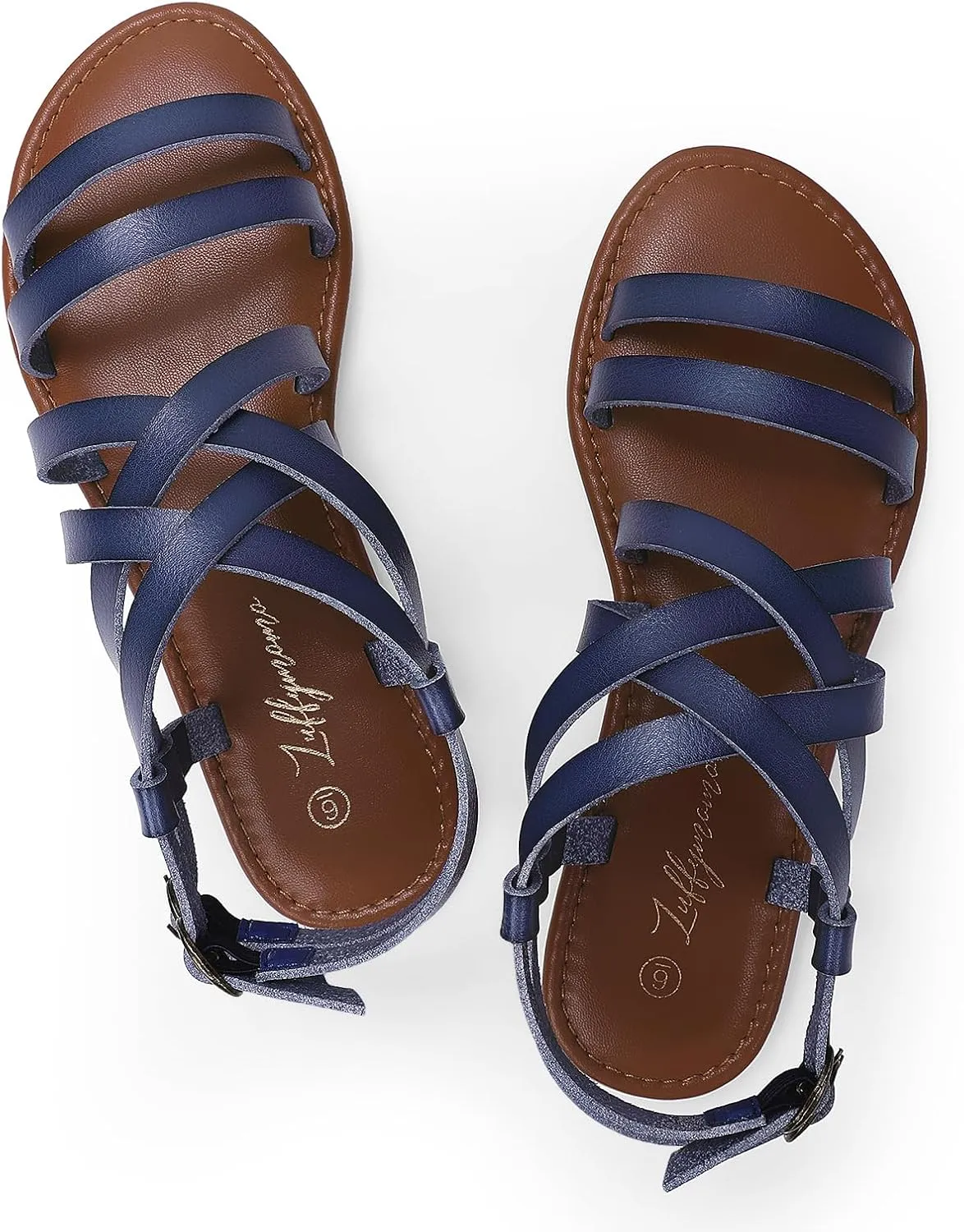 Luffymomo Women's Flat Sandals Open Toe Casual Strappy Sandals Comfortable Ankle Strap Gladiator Slides