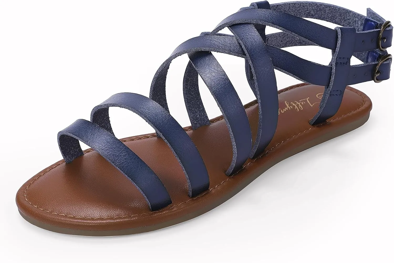 Luffymomo Women's Flat Sandals Open Toe Casual Strappy Sandals Comfortable Ankle Strap Gladiator Slides