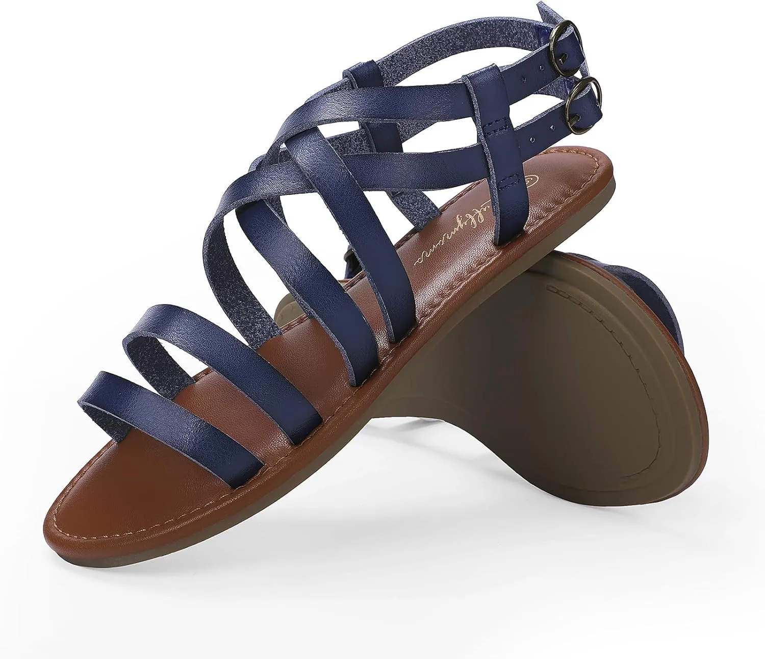 Luffymomo Women's Flat Sandals Open Toe Casual Strappy Sandals Comfortable Ankle Strap Gladiator Slides