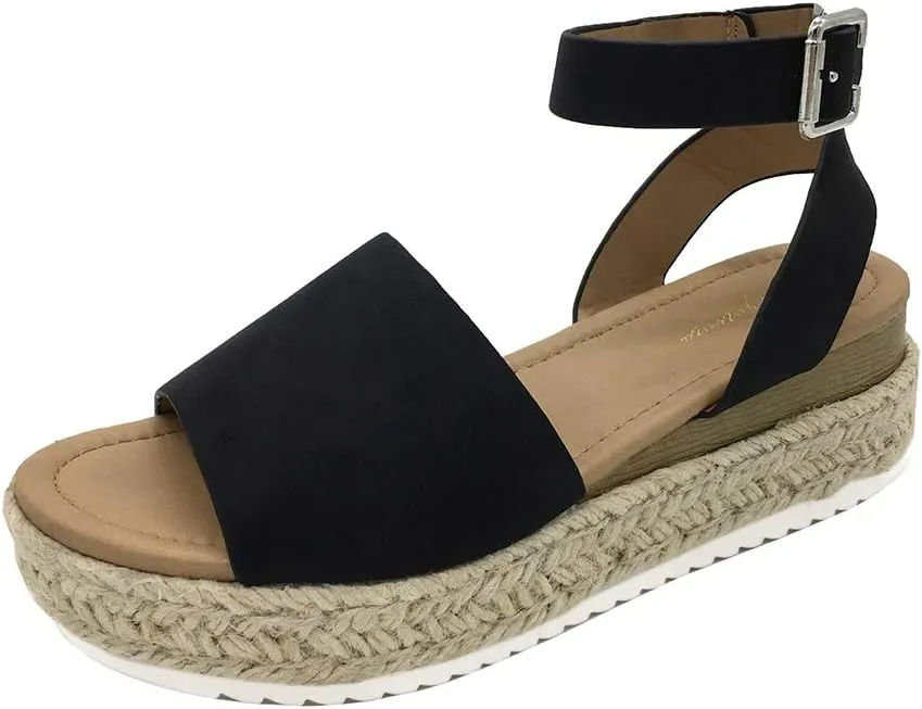 Luffymomo Women's Platform Ankle Strap Sandals Open Toe Studded Wedge Summer Sandals