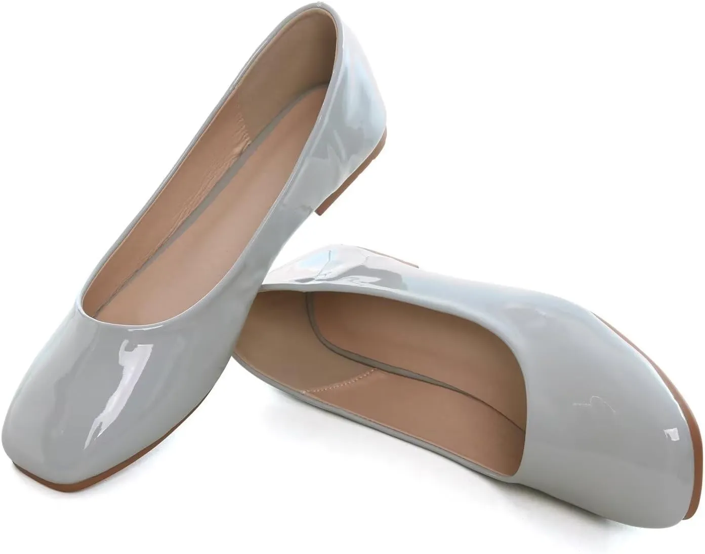 LUXINYU Flats for Women Classic Pointed Toe Slip-On Ballet Flats Soft Pu Leather Dress Shoes Comfortable Loafers Lightweight