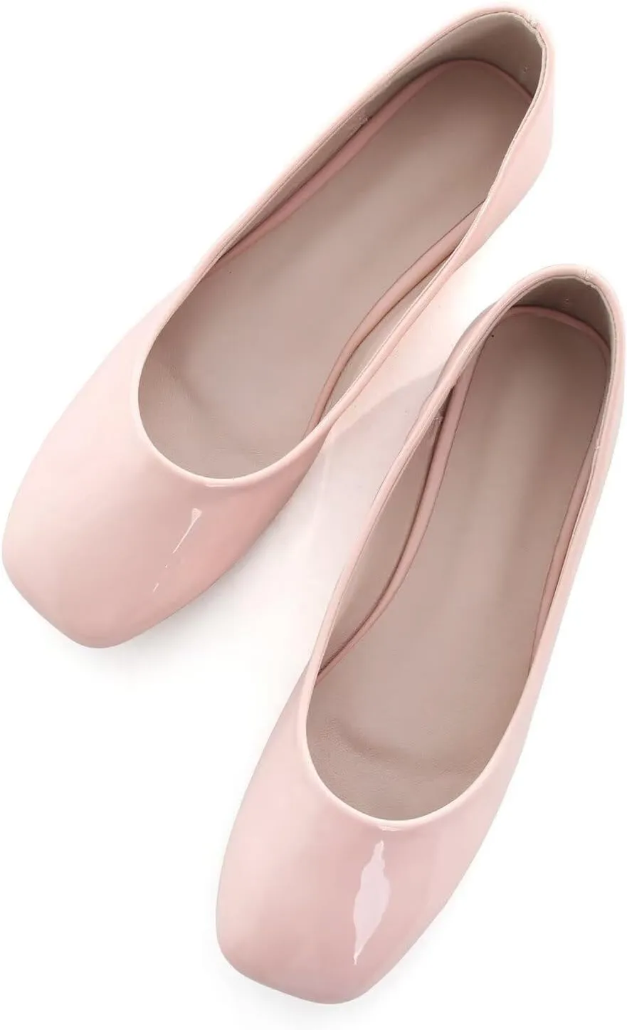 LUXINYU Flats for Women Classic Pointed Toe Slip-On Ballet Flats Soft Pu Leather Dress Shoes Comfortable Loafers Lightweight