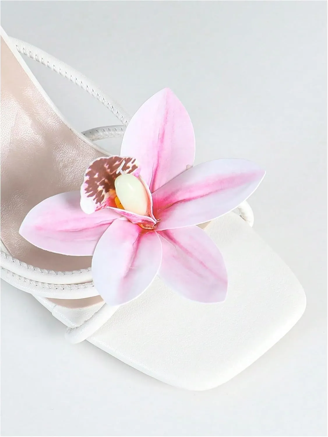 MakeMeChic Women's Open Toe Floral Kitten Heels Flower Summer Beach Sandals
