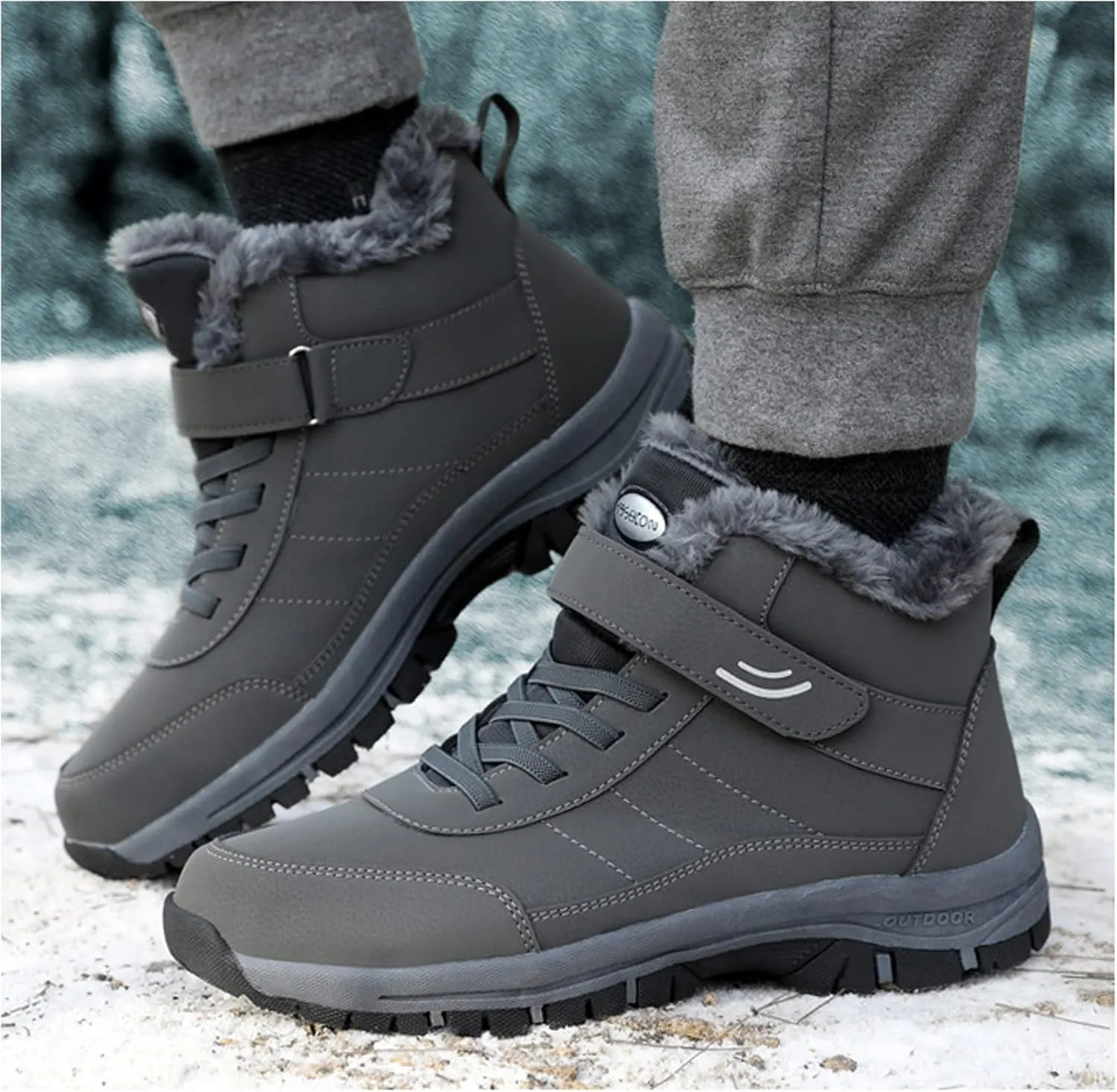Men's and women's autumn and winter high help velvet cotton shoes elderly shoes sports anti-skid snow boots