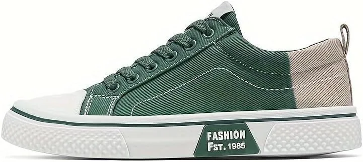 Men's Casual Canvas Skate Sneakers - Classic Streetwear Low-Top Design, Round Toe, Perfect for Spring & Autumn