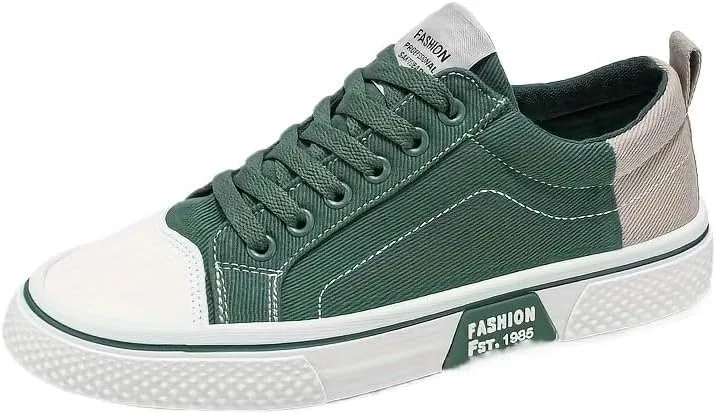 Men's Casual Canvas Skate Sneakers - Classic Streetwear Low-Top Design, Round Toe, Perfect for Spring & Autumn