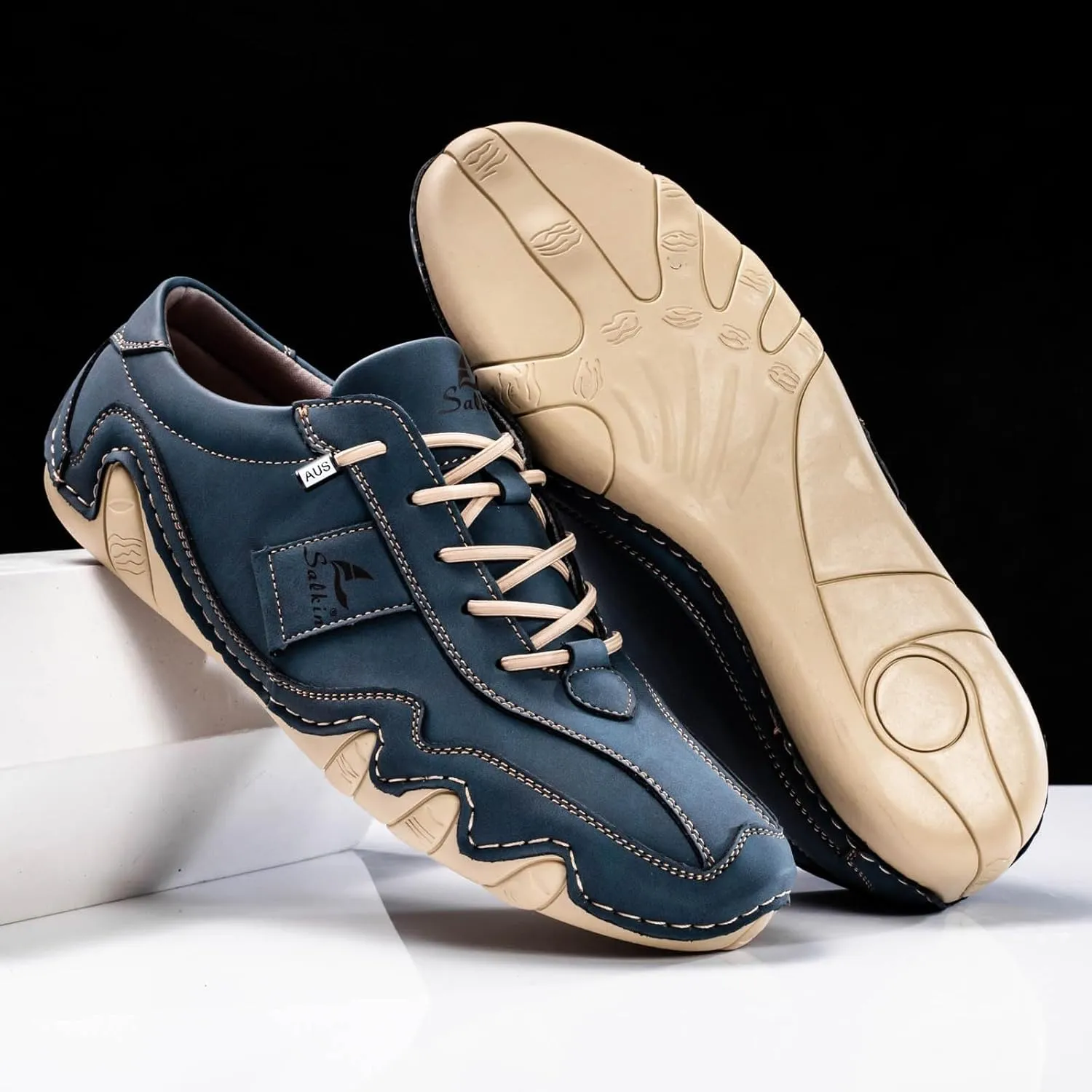 Men's Casual Leather Fashion Sneakers Ankle Chukka Boots Slip On Lightweight Loafers Walking Casual Dress Sneaker