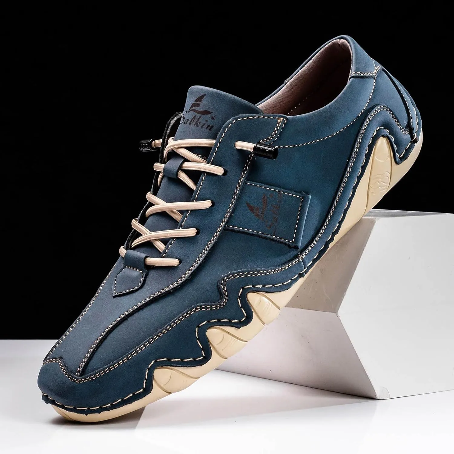 Men's Casual Leather Fashion Sneakers Ankle Chukka Boots Slip On Lightweight Loafers Walking Casual Dress Sneaker