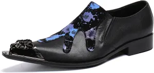 Mens Dress Shoes, Loafers Cowhide Shoes Genuine Leather Crocodile Pattern Large Size Low Top Metal Toe Slip-Ons Breathable Casual Shoes