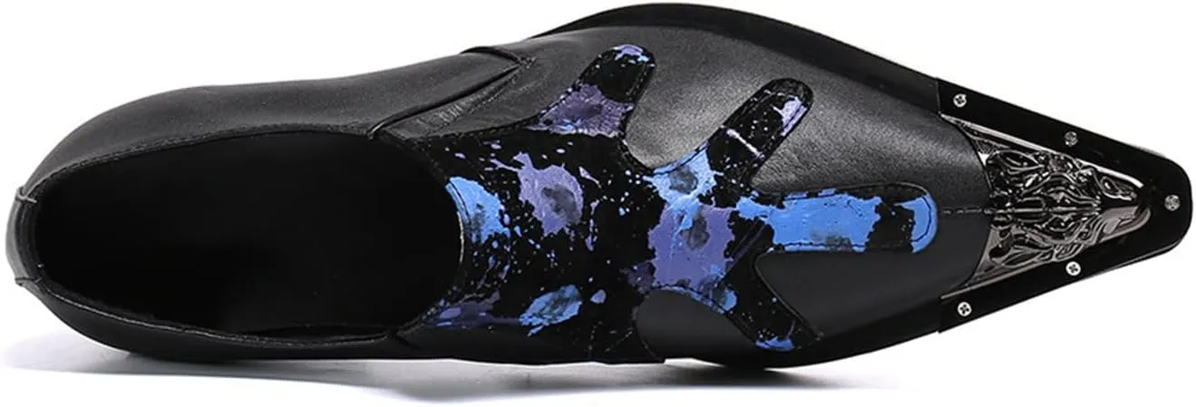 Mens Dress Shoes, Loafers Cowhide Shoes Genuine Leather Crocodile Pattern Large Size Low Top Metal Toe Slip-Ons Breathable Casual Shoes
