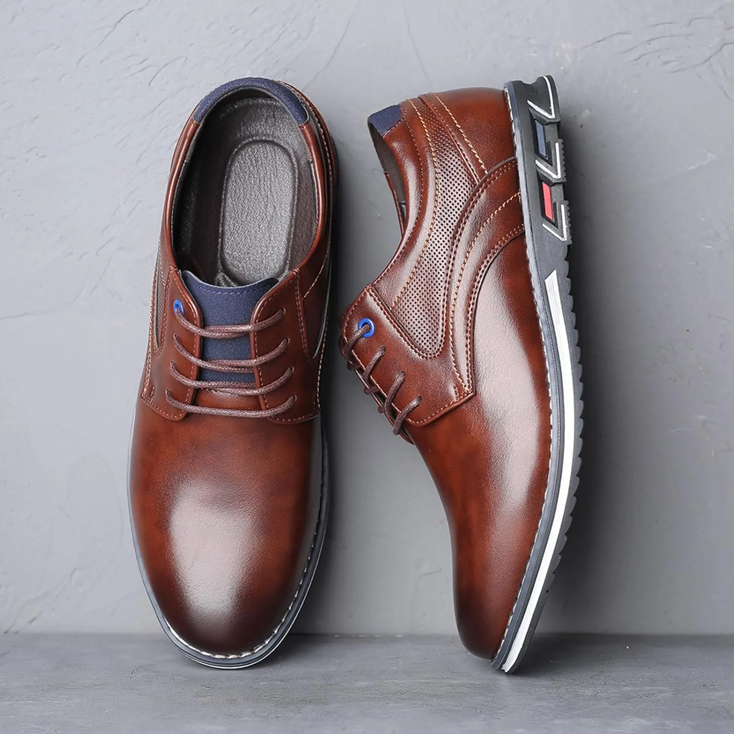 Mens Dress Shoes Pointed-Toe Lace-Up Orthopedic Oxfords Shoes Walking Flat Sneakers Work Office Loafers Driving Shoes