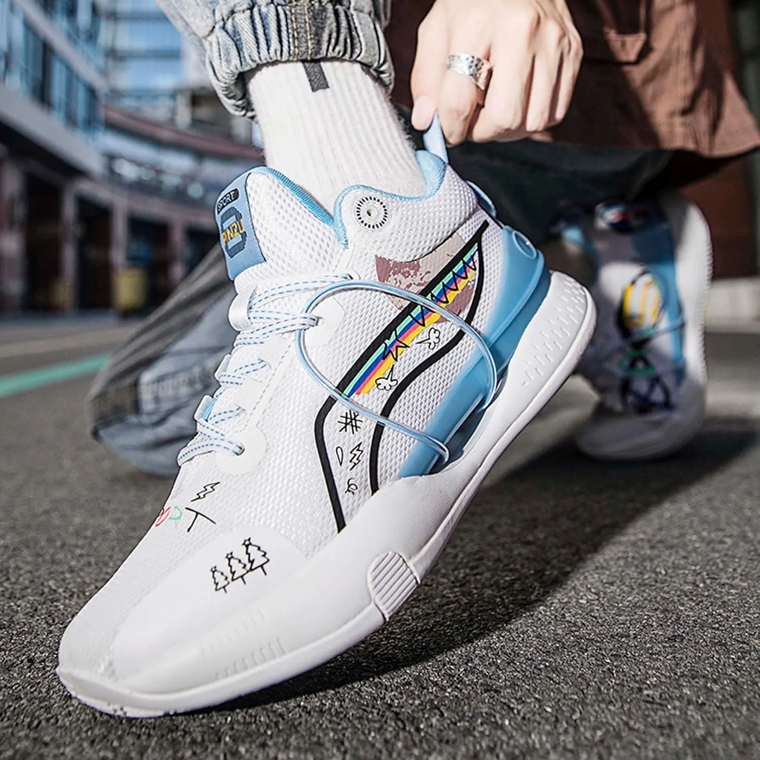 Men's Fashion Basketball Shoes Youth Indoor or Outdoor Professional Competition Training Sneakers Women's Anti-Slip Jogging Tennis Sneakers