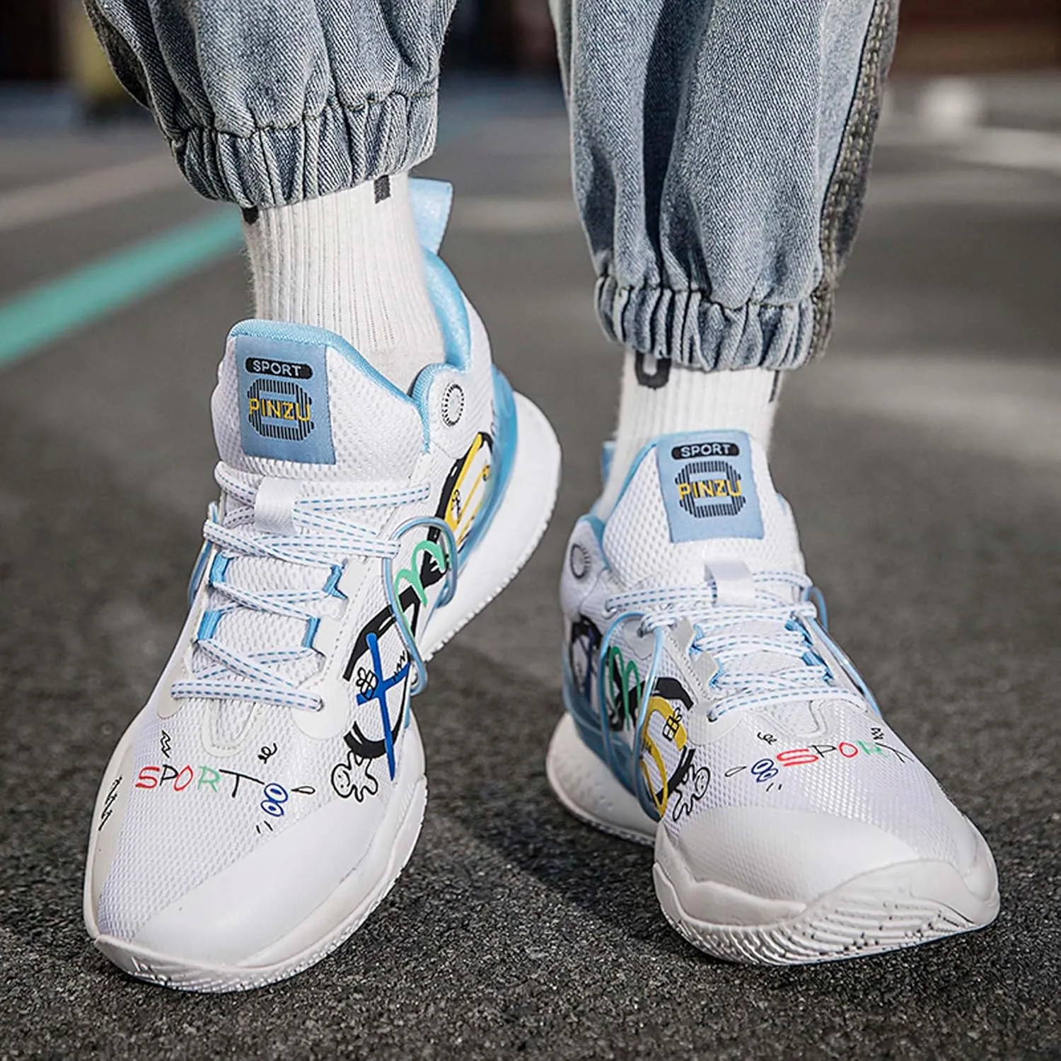 Men's Fashion Basketball Shoes Youth Indoor or Outdoor Professional Competition Training Sneakers Women's Anti-Slip Jogging Tennis Sneakers