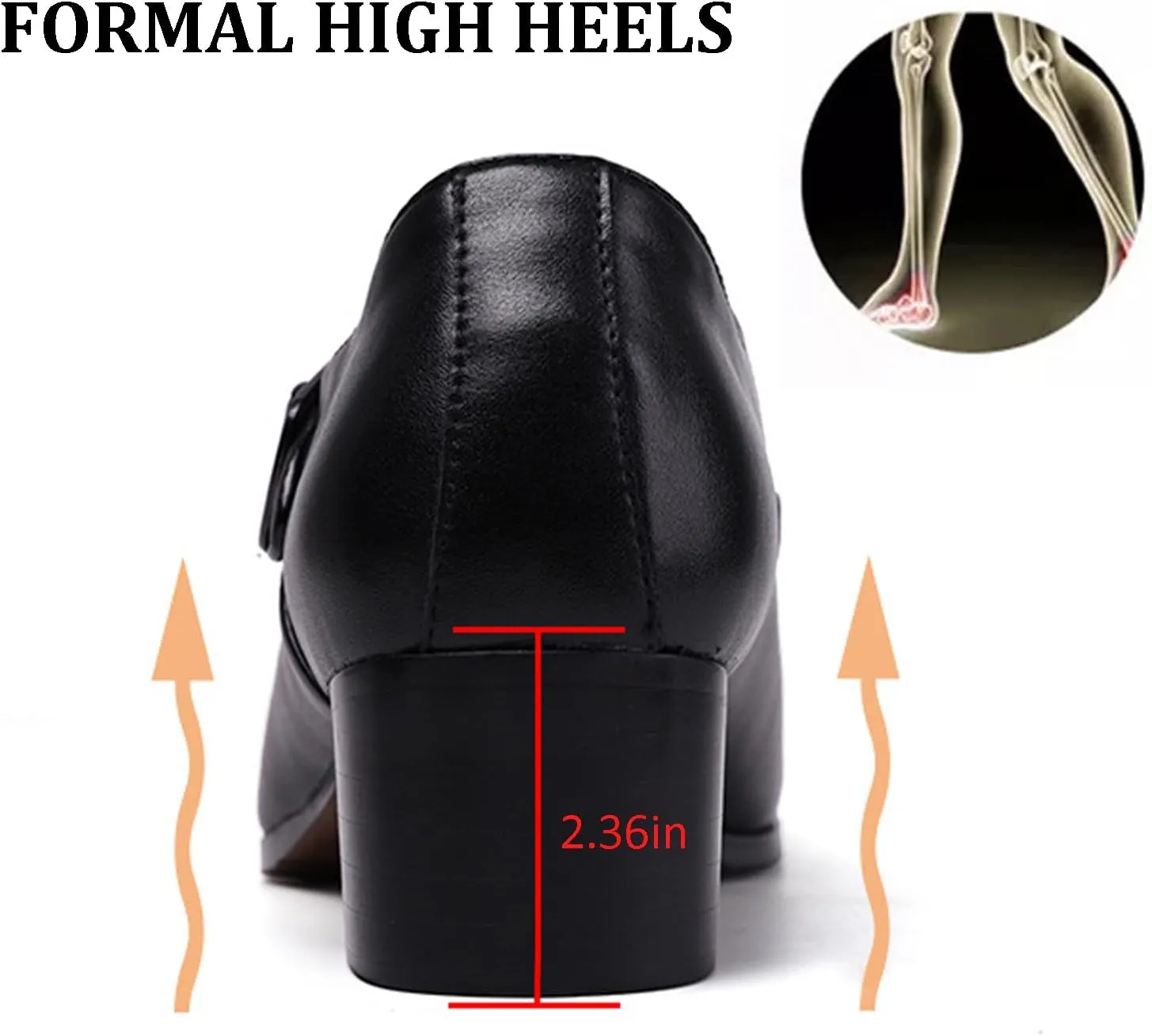 Men's Genuine Leather Chunky Heel Monk Strap Oxford Loafers Fashion Pointed Toe Slip-On Low Top Chelsea Boots Dress Heels for Business Wedding Party