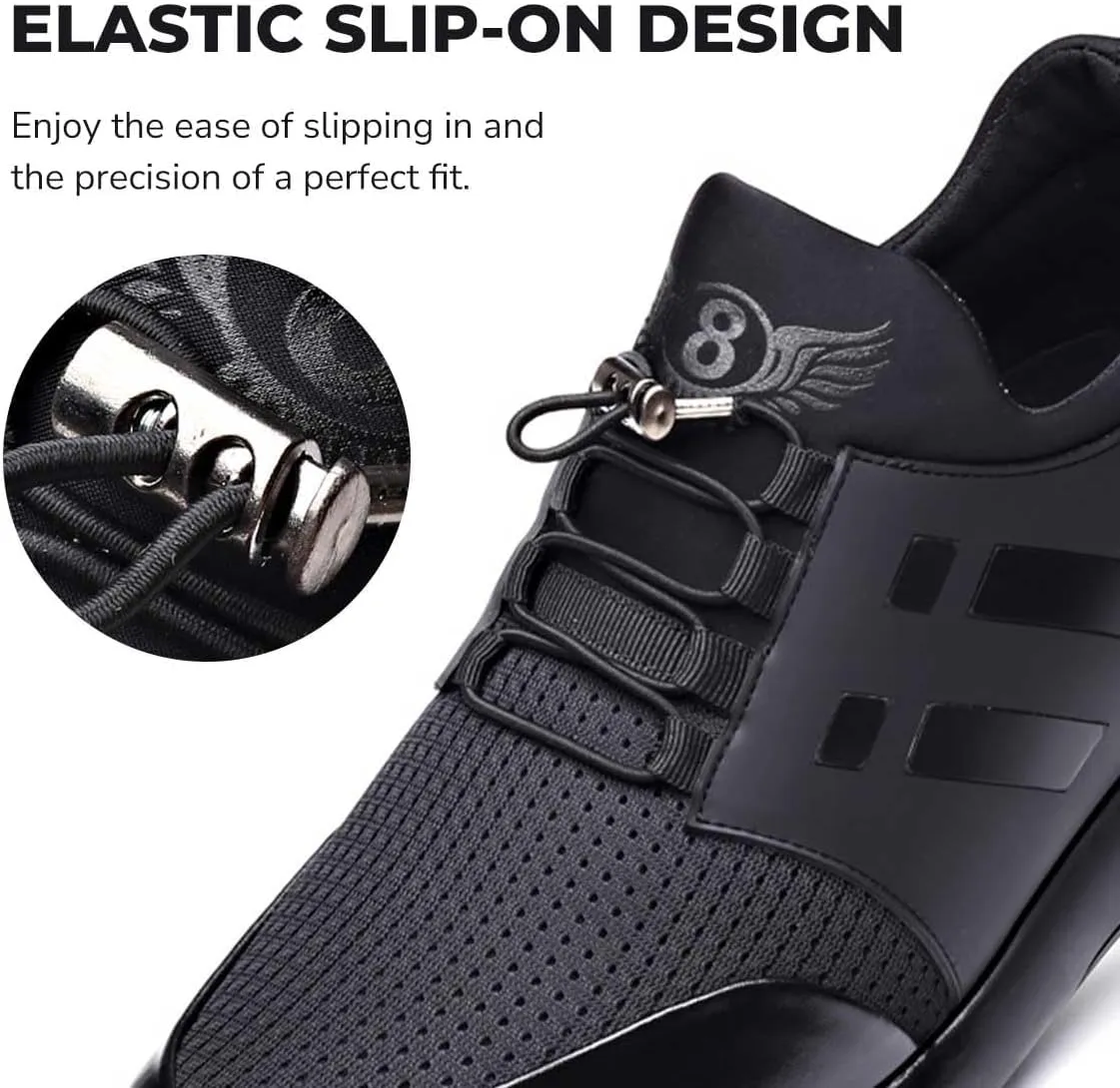 Men's Height Increasing Elevator Shoes Leather Knitted Slip-on Fashion Sneakers 2.36 Inches Taller