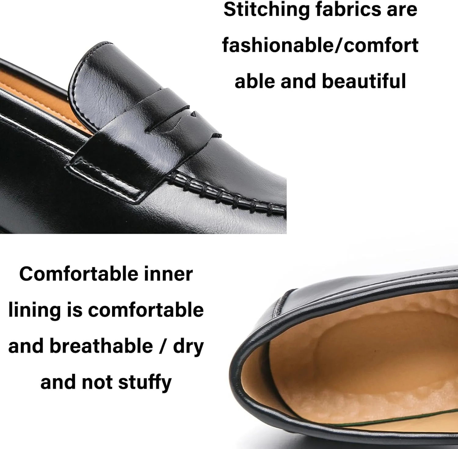 Men's Leather Block Mid-Heel Slip-On Formal Loafers Shoes Retro Handmade Pointed Chunky Heel Non-Slip Slip On Low Top Business Chelsea Oxford Shoes for Work Party Wedding Office