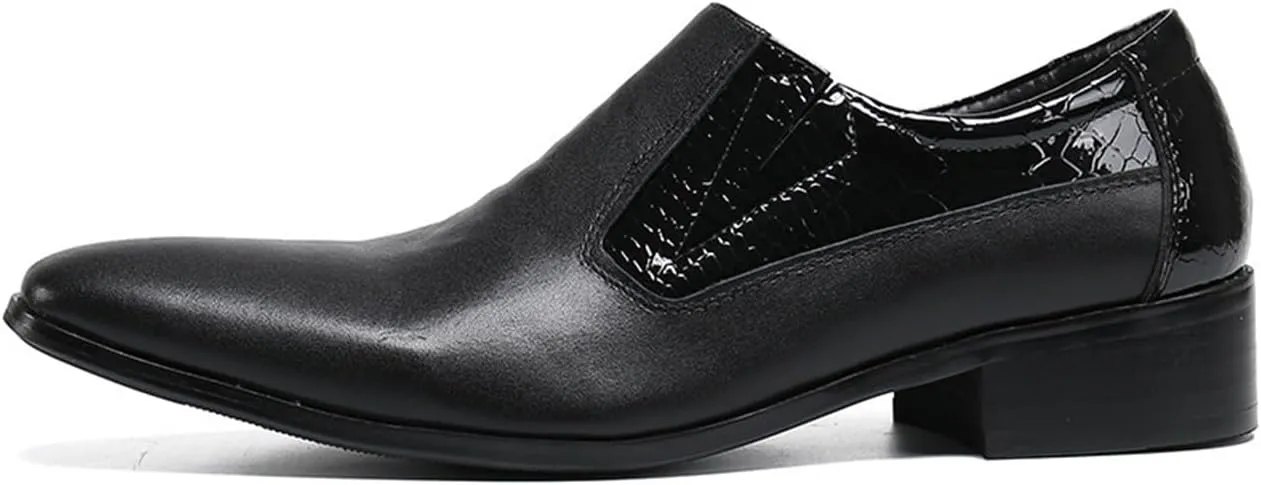 Men's Leather Shoes, Loafers Cowhide Shoes Large Size Low Top Pointed Toe Slip-Ons Breathable Comfortable Casual Shoes