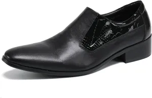 Men's Leather Shoes, Loafers Cowhide Shoes Large Size Low Top Pointed Toe Slip-Ons Breathable Comfortable Casual Shoes