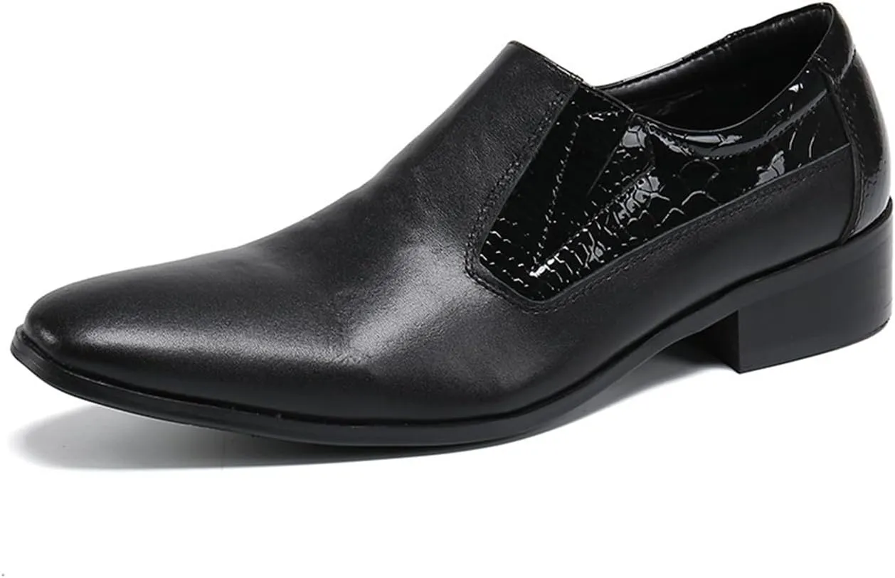 Men's Leather Shoes, Loafers Cowhide Shoes Large Size Low Top Pointed Toe Slip-Ons Breathable Comfortable Casual Shoes