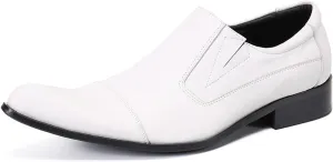 Mens Leather Shoes, Loafers White Cowhide Printing Shoes Genuine Leather Large Size Low Top Slip-Ons, Breathable Suit Shoes Casual Shoes