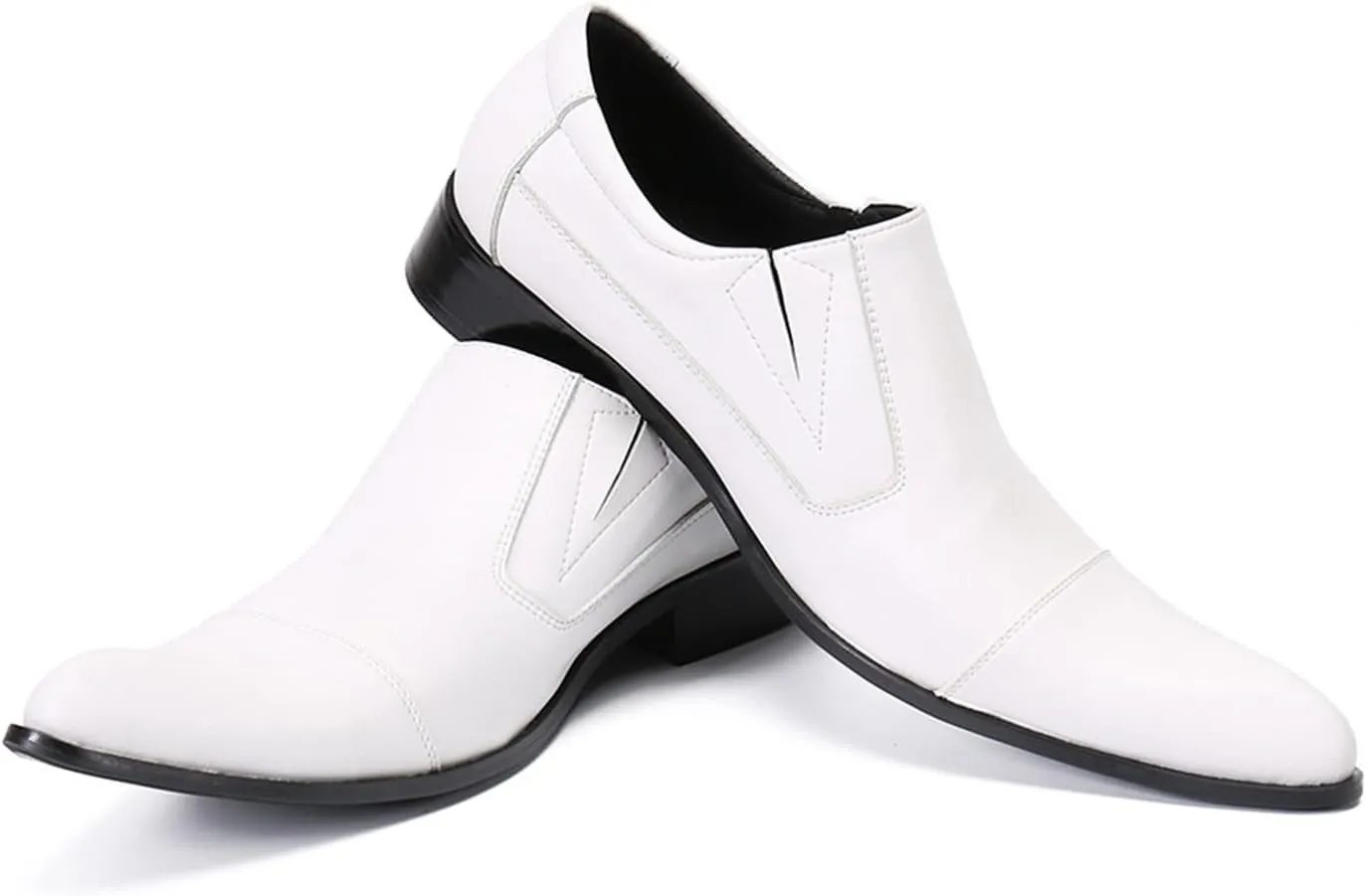 Mens Leather Shoes, Loafers White Cowhide Printing Shoes Genuine Leather Large Size Low Top Slip-Ons, Breathable Suit Shoes Casual Shoes