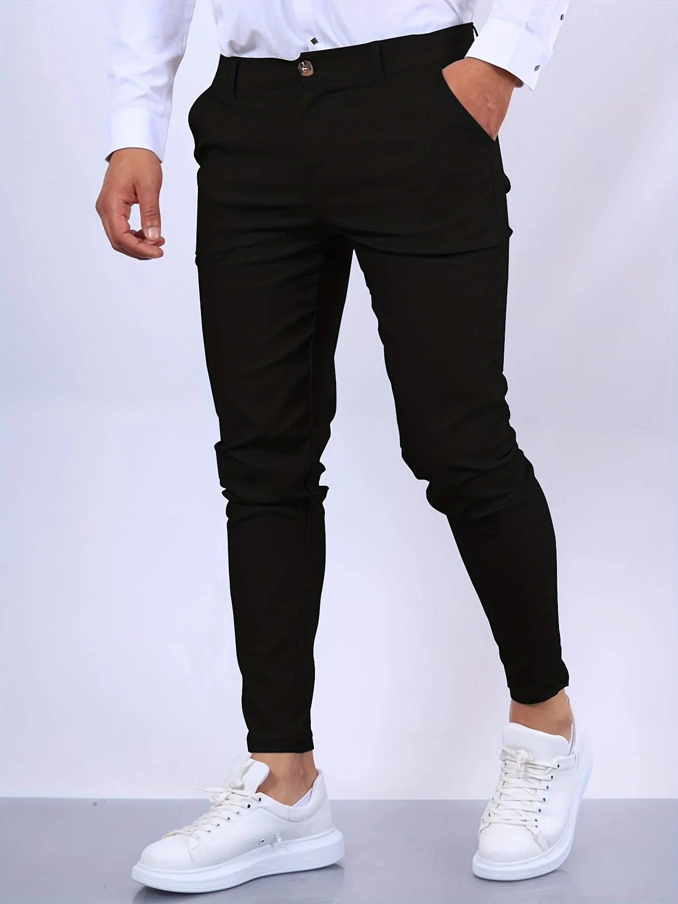 Men’s Slim Fit Trousers – Stretch Fabric – Smart Casual – Tapered Leg – Everyday Comfort