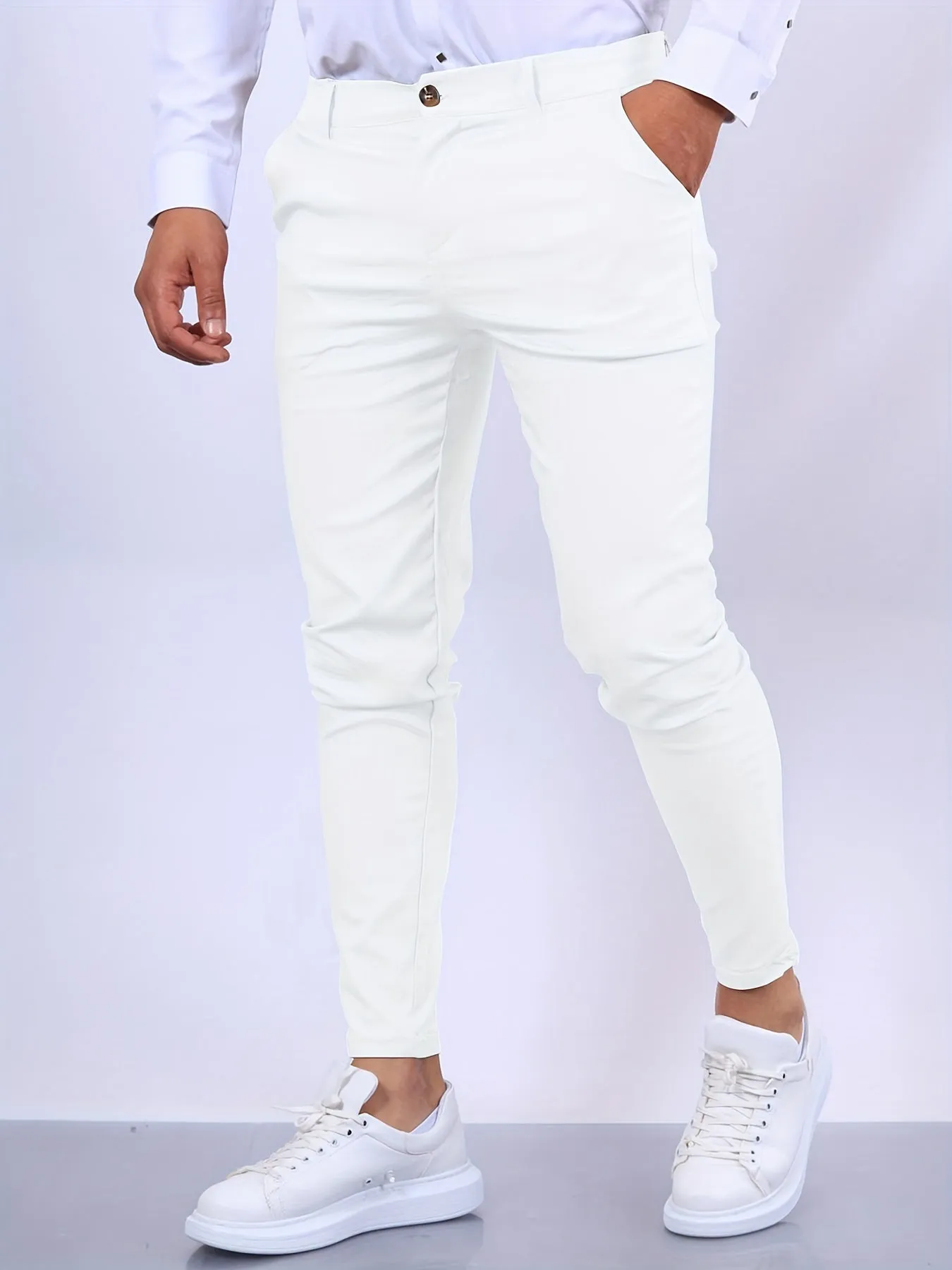 Men’s Slim Fit Trousers – Stretch Fabric – Smart Casual – Tapered Leg – Everyday Comfort