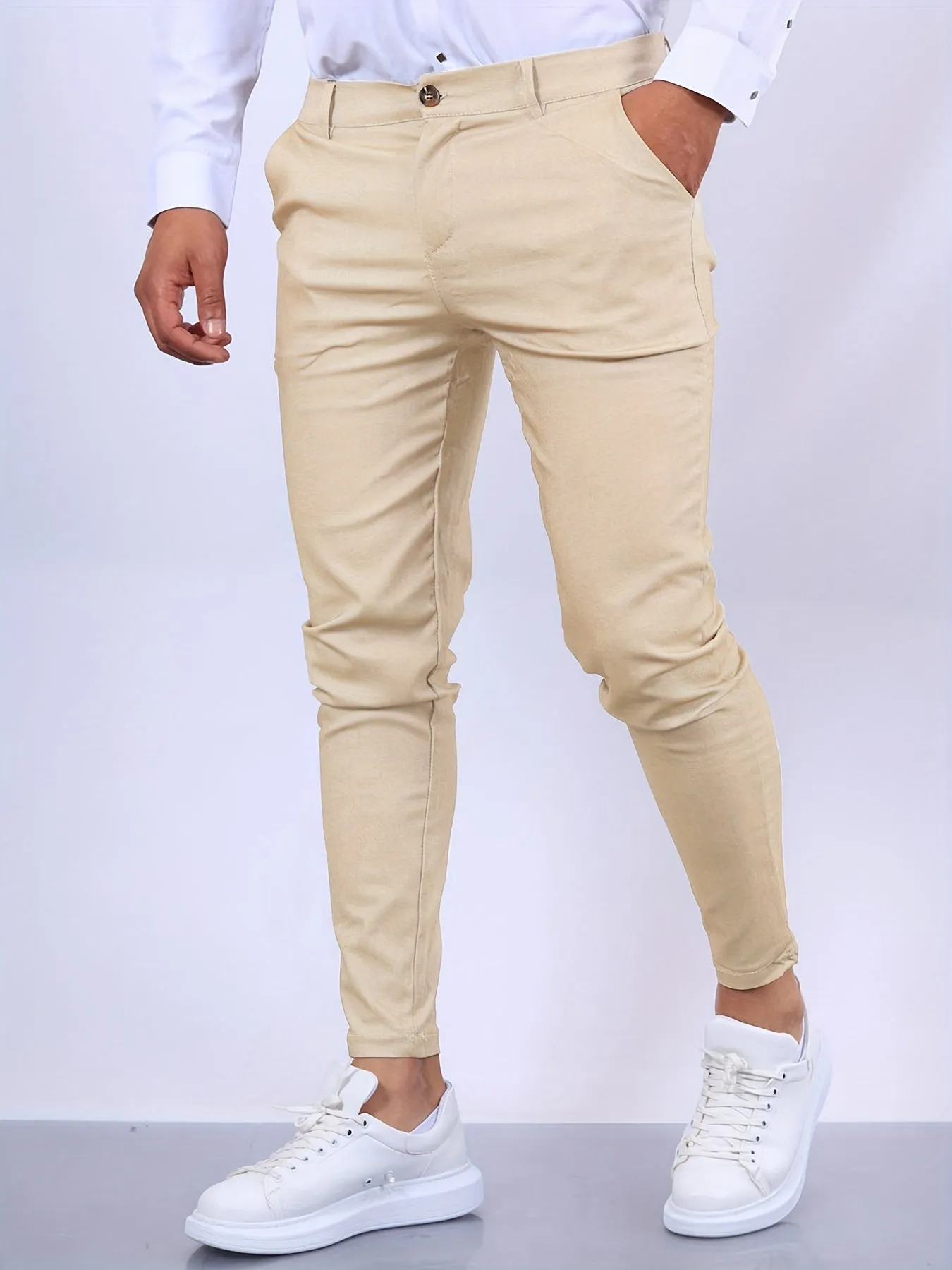 Men’s Slim Fit Trousers – Stretch Fabric – Smart Casual – Tapered Leg – Everyday Comfort