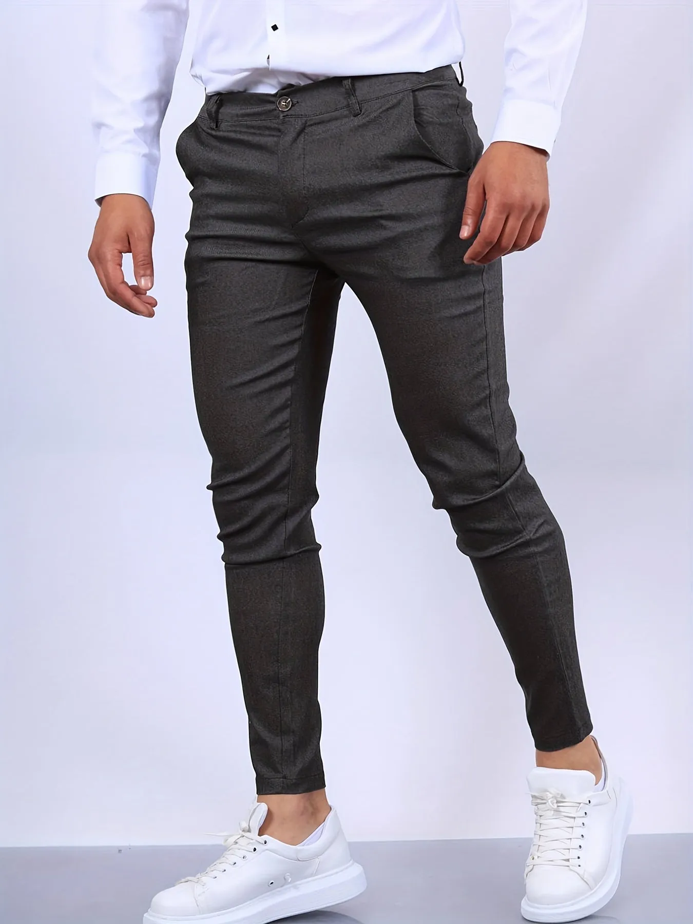 Men’s Slim Fit Trousers – Stretch Fabric – Smart Casual – Tapered Leg – Everyday Comfort