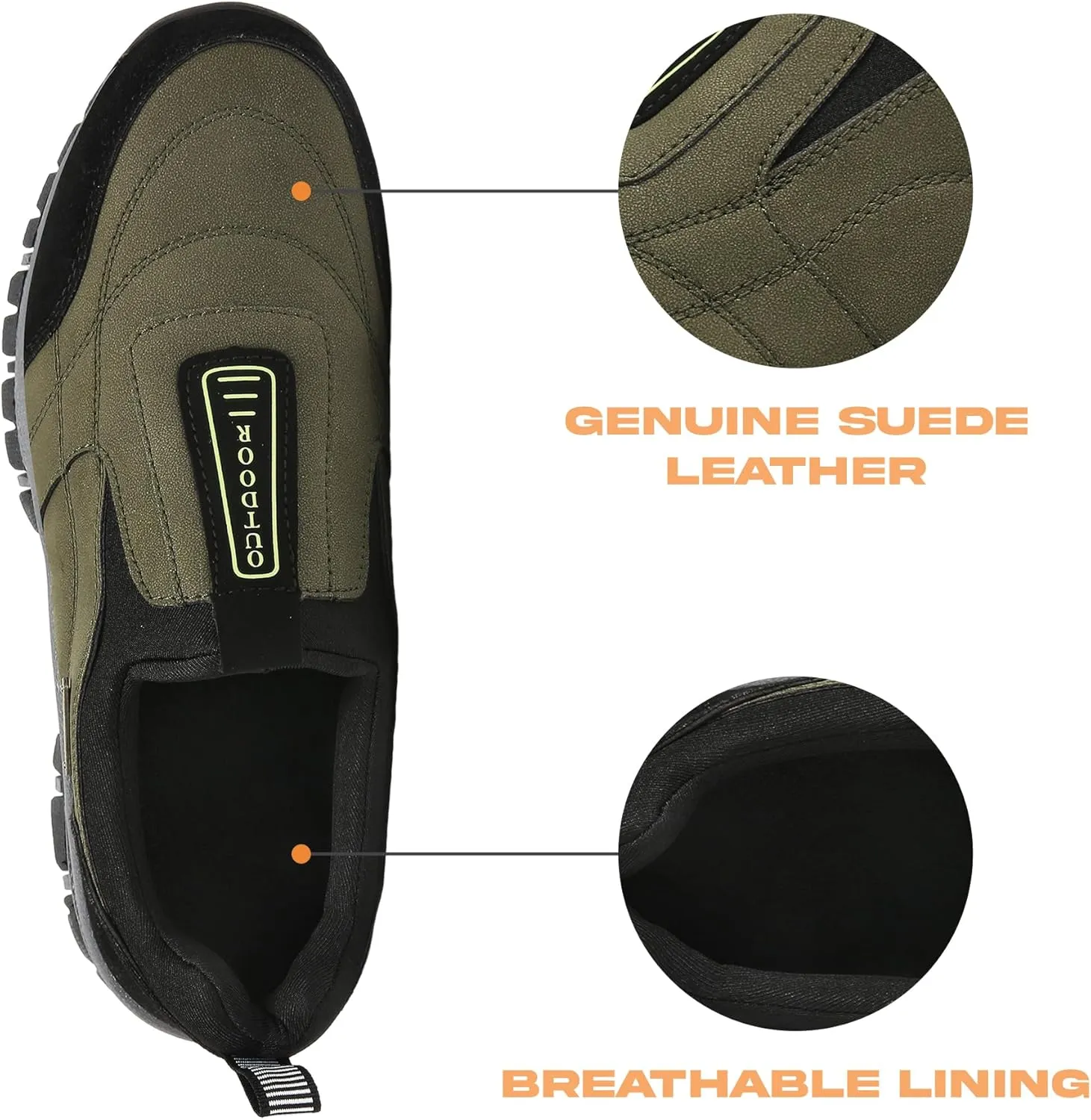 Men's Waterproof Hiking Shoes Comfortable Orthopedic Walking Shoes Slip on Outdoor Sneakers