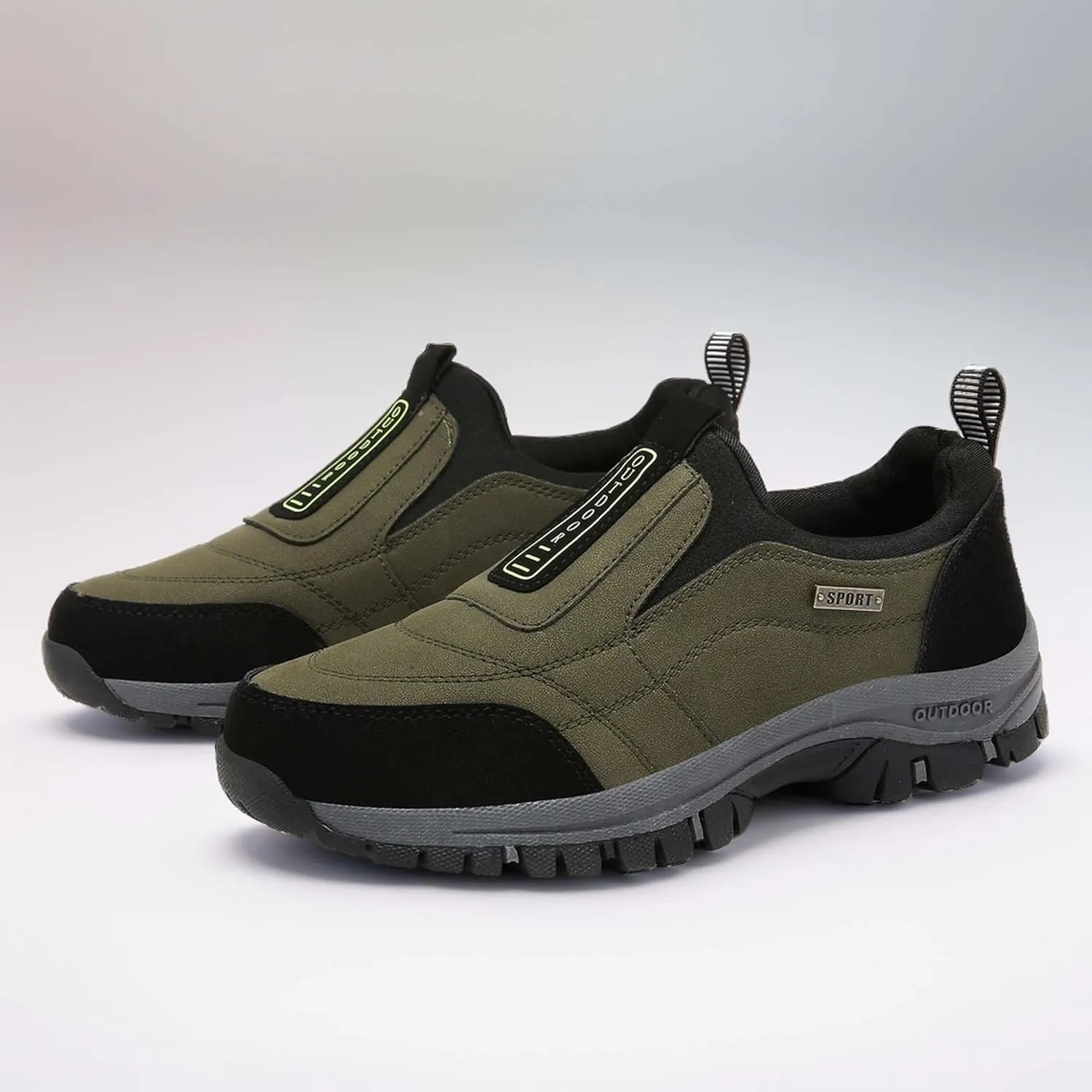 Men's Waterproof Hiking Shoes Comfortable Orthopedic Walking Shoes Slip on Outdoor Sneakers