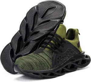 Men's/Unisex Black Steel Toe Sneakers, Lightweight Industrial & Construction Shoes, Size 5 Women/3 Men