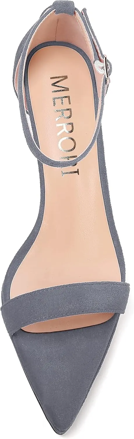 MERRORI Womens Ankle Strap Platform Women Heels Suede Women Heels Fashion Open Toe Dating Stiletto High Heel Sandals 4 Inch