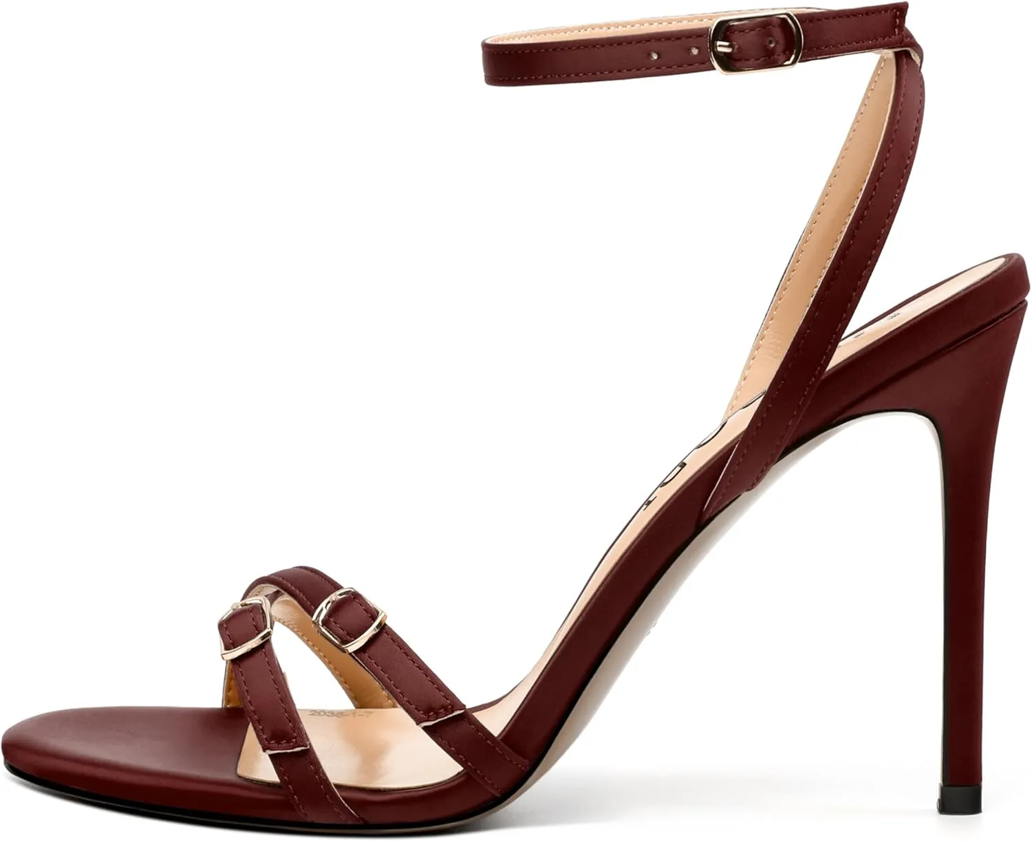MERRORI Women's High Stiletto Slingback Buckle Heels Open Round Toe Ankle Strap Sexy Comfortable Satin Sandals Wedding Bridal Evening Prom Party Dress Shoes