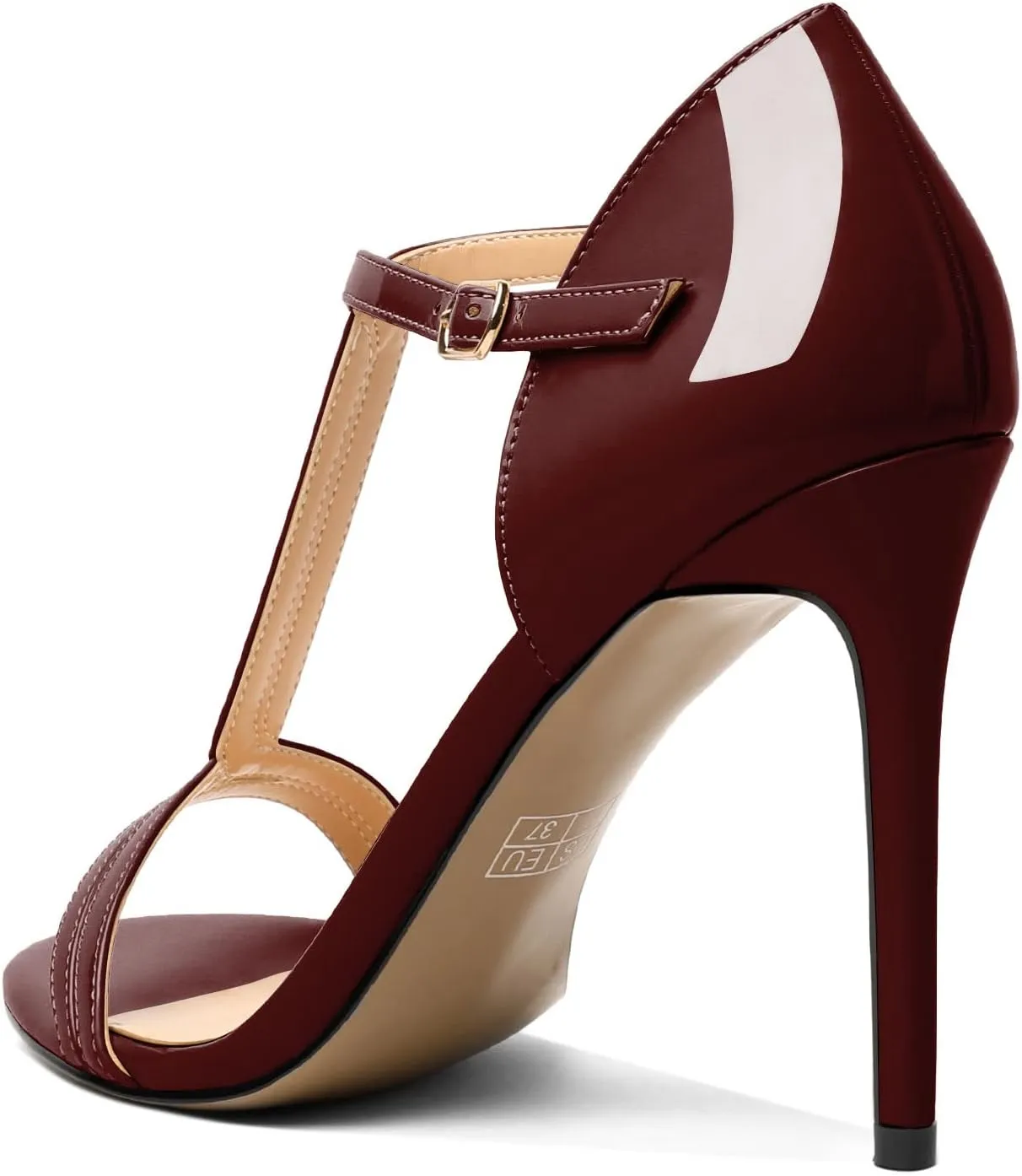 Mettesally Women's Ankle Strap Stilettos Open Round Toe Heeled Sandals Wedding Shoes High Heel Sandals