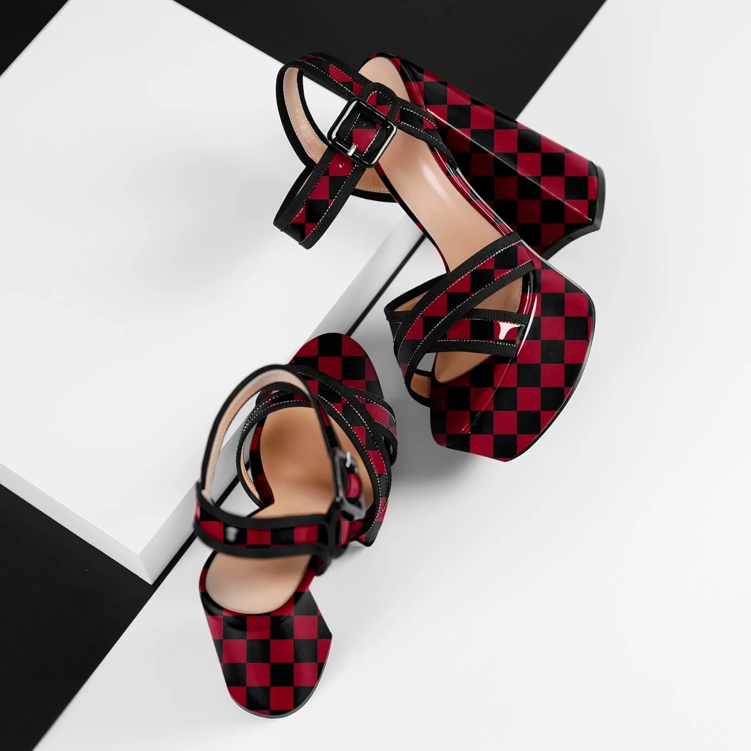 Mettesally Women's Chunky Platform Heels Open Toe Ankle Strap Block Heel Sandals Party Summer Shoes
