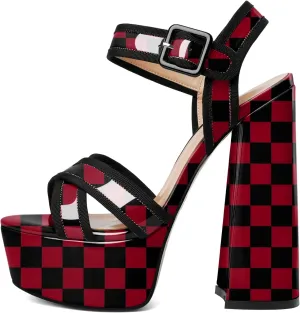Mettesally Women's Chunky Platform Heels Open Toe Ankle Strap Block Heel Sandals Party Summer Shoes